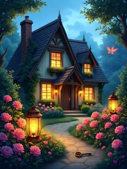 old house in the evening