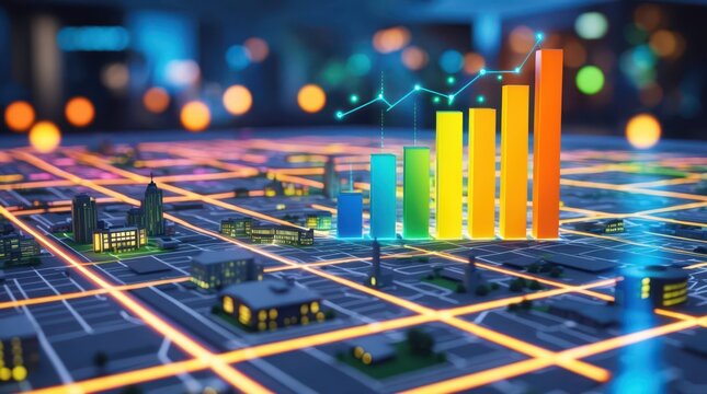 business data progress bar visualization on geospatial mapping