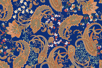 Floral paisley seamless pattern. 