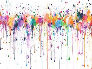 Fototapeta premium artistic representation of colorful splotches and paint drips cascading down the page. Artistic imagination, expression. Colourful life. Becoming artist. Abstract painting. Artist day.