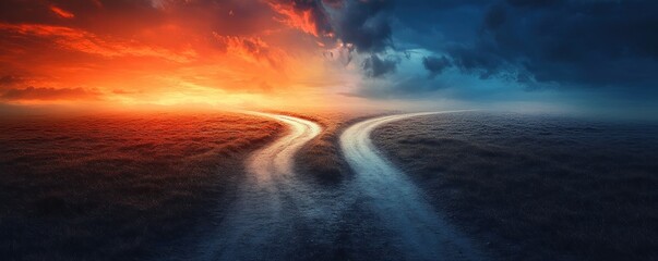 Navigating the Crossroads of Change A Journey Towards a Brighter Future This evocative image portrays a diverging path, symbolizing the crucial decisions that shape our destiny and lead to
