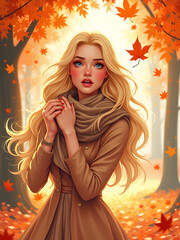 girl in autumn park