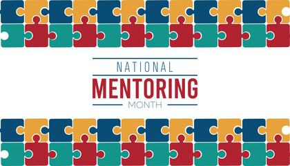 National Mentoring Month observed each year during January. Education Awareness concept. Vector template for banner, greeting card, poster with background.