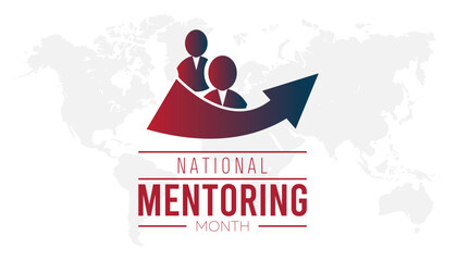 National Mentoring Month observed each year during January. Education Awareness concept. Vector template for banner, greeting card, poster with background.