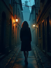 woman walking in the city