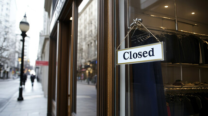 Closed boutique storefront with elegant window display, symbolizing the end of a day and the anticipation of a new beginning