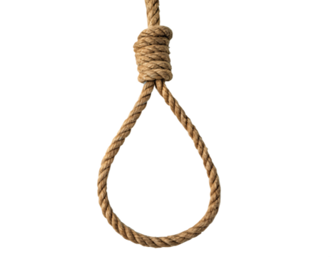 Isolated rope noose, a symbol of hanging and death