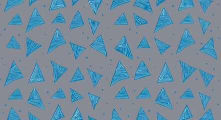 Blue Triangle pattern hand drawn design on Green background illustration