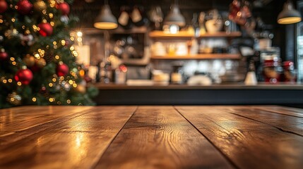 Warm Christmas Kitchen Setting with Festive Decorations?