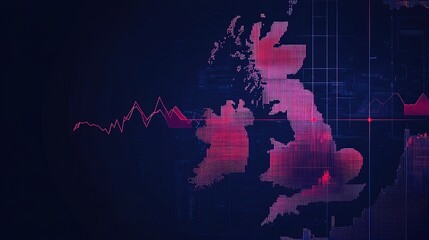 UK map with data overlay showing economic trends.