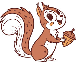 A Beautiful Animal squirrel cartoon vector on white background, squirrel 