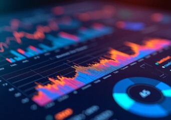 Obraz premium Colorful data visualization of financial trends in a dynamic report.