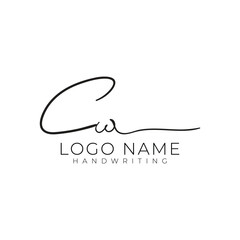CW handwritten signature monogram letter logo design template for personal branding or business