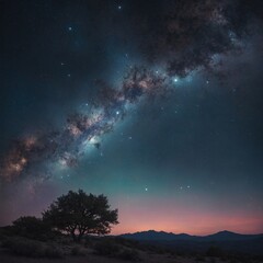 Fototapeta premium A dreamy night sky filled with stars, planets, and constellations in soft pastels.