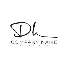 DH handwritten signature monogram letter logo design template for personal branding or business