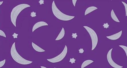 Fototapeta premium Gray Crescent pattern hand drawn design on Purple background illustration