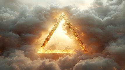 Golden Triangle in Clouds Abstract Background Illustration