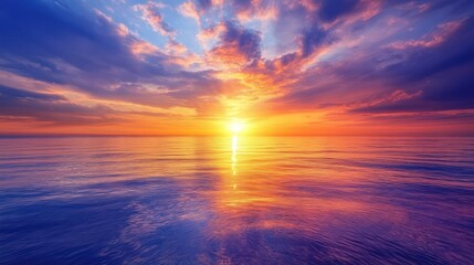 Obraz premium colors as the sun emerges from the sea, illuminating the sky with brilliant hues of orange,