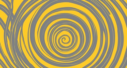 Gray Spiral pattern hand drawn design on Yellow background illustration