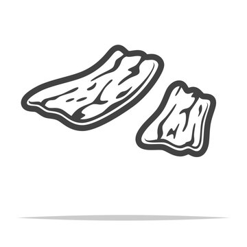 black and white meat slices clip art preview