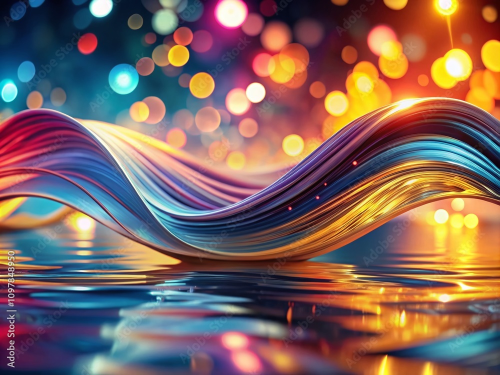 Poster dynamic 3d flow pattern in minimalist design showcasing fluid motion with bokeh effect for modern ar