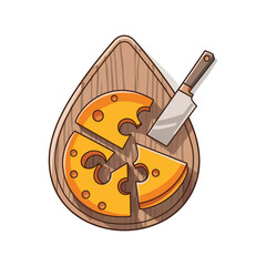 Wooden board with cheese vector illustration
