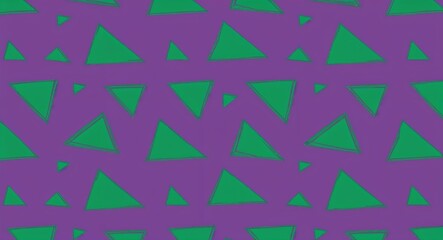 Green Triangle pattern hand drawn design on Pink background illustration