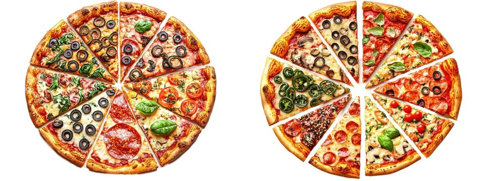 Delicious pizza varieties restaurant food photography indoor close-up