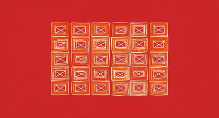 Orange Rectangle pattern hand drawn design on Silver background illustration