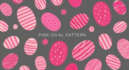 Pink Oval pattern hand drawn design on Gray background illustration