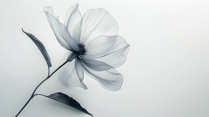 Simple Line Drawing of a Lone Flower in Progress