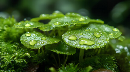 water drops on a green leaf