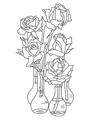 Beautiful black-and-white rose illustration with fine details, ideal for coloring books. Great for art enthusiasts, floral lovers, and creative projects.