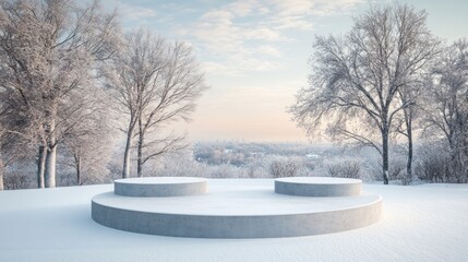 Fototapeta premium A snow-covered landscape with a large