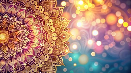 Elegant Luxury Wedding Invitation Design Featuring Mandala Patterns with Bokeh Effect for a Romantic Atmosphere and Memorable Celebrations