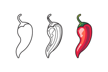 Cartoon Illustration of Red Chili, suitable as coloring material for children. etc.