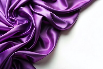 Fototapeta premium Elegant Purple Silk Fabric with Soft Waves and Smooth Texture Isolated on White Background: Perfect for Luxury Fashion, Textiles, and Design Projects