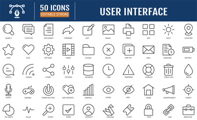 User Interface Editable Stroke line Icon Set. Icons are Suitable for Web Page, Mobile App, UI, UX and GUI design. Vector Illustration