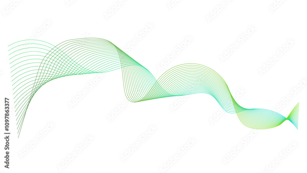 Poster Dynamic gradient colorful flowing wave design element. Abstract wavy lines gradient vector line blend element.	

