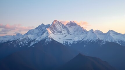Obraz premium Snow-capped mountain peaks at dawn