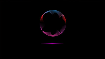 Abstract glowing neon color circles with round curve shape with wavy dynamic lines isolated on a black backdrop background vector illustration. Modern technology concept dynamic circular wavy lines.