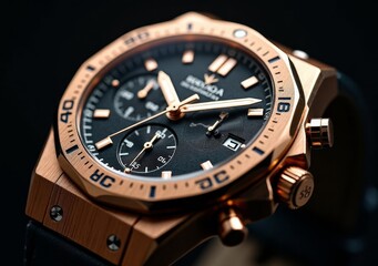 Stylish luxury watch with intricate details and metallic finish.