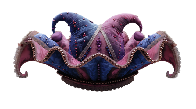Jester hat, isolated on a transparent background.