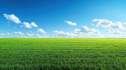 Obraz premium Wide expanse of a lush green field under a vibrant blue sky
