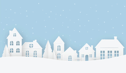 Views of the house in winter on a snowy day