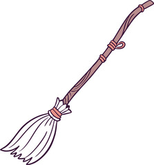A Beautiful Witch's broom cartoon vector on white background, Witch's broom, broom