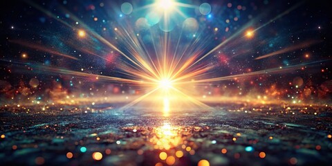 Fototapeta premium Enigmatic Light Flare in Dark Space with Abstract Background and Shiny Lens Glare Effect Creating a Surreal Atmosphere for Imaginative Visuals and Designs
