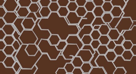 Obraz premium Silver Hexagon pattern hand drawn design on Black background illustration