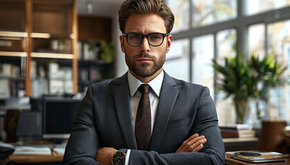 Fototapeta premium A businessman with glasses and a beard