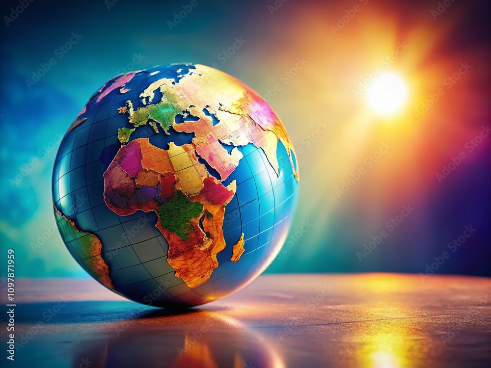 Poster explore the world with a globe symbol – a visual representation of global connectivity and explorati